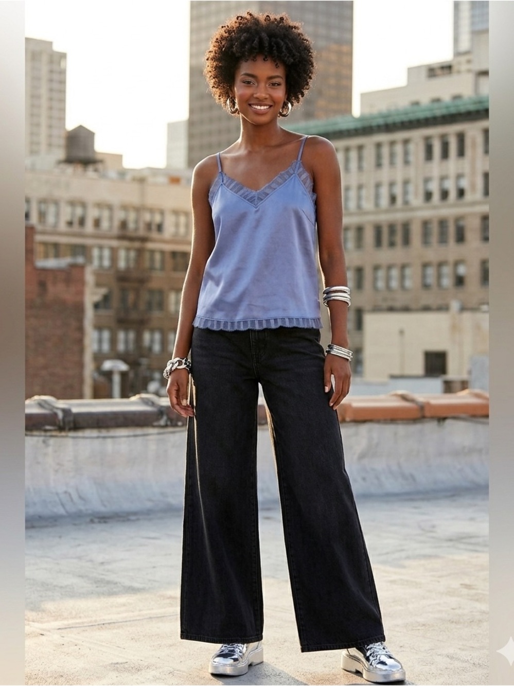 Christian Lacroix Blue Satin Camisole Top